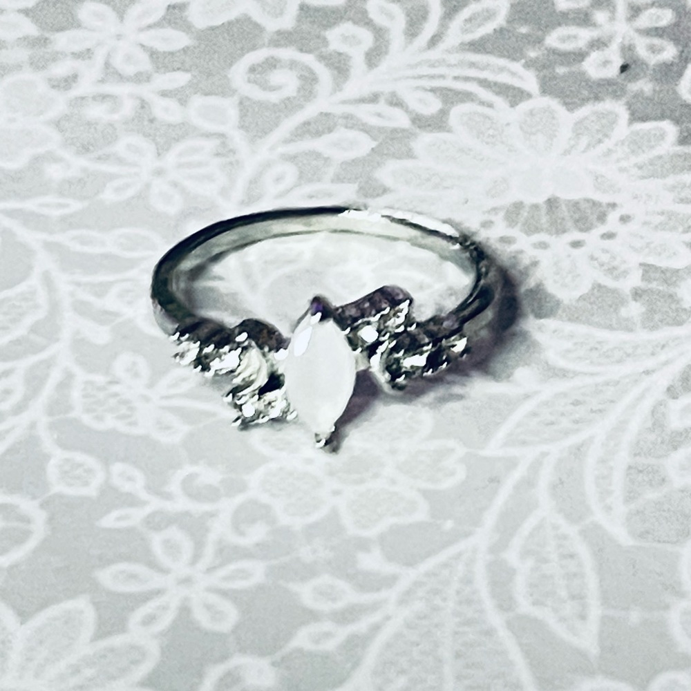 New Sterling Silver Handmade Moonstone White Sapphire Celestial Moon Star Ring - Picture 15 of 16